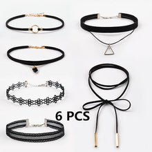 15 Pcs/pack Choker Necklace Black Lace Leather Velvet strip
