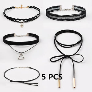 15 Pcs/pack Choker Necklace Black Lace Leather Velvet strip